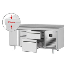 Stół chłodniczy PREMIUM PLUS - 1960x600mm - 385L - z 1 drzwiami - z 4 szufladami - z rantem