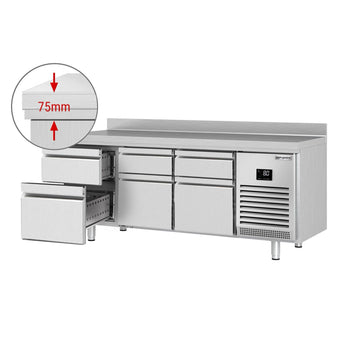 Stół chłodniczy PREMIUM PLUS - 1960x600 mm - 6 szuflad & panel tylny