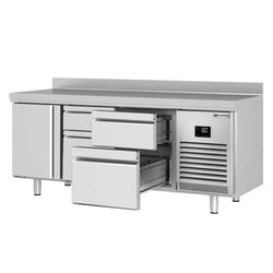 Stół chłodniczy PREMIUM PLUS - 1960x600mm - 385L - z 1 drzwiami - z 4 szufladami - z rantem
