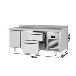 Stół chłodniczy PREMIUM PLUS - 1960x600mm - z 2 drzwiami - 2 szufladami
