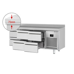 Stół chłodniczy PREMIUM PLUS - 1960x700mm - 465L - z 6 szufladami - z rantem