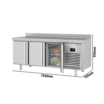 Stół chłodniczy PREMIUM PLUS - 1960x700 mm - z 3 drzwiami & panelem tylnym
