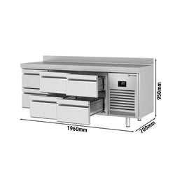 Stół chłodniczy PREMIUM PLUS - 1960x700mm - 465L - z 6 szufladami - z rantem