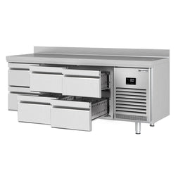 Stół chłodniczy PREMIUM PLUS - 1960x700mm - 465L - z 6 szufladami - z rantem