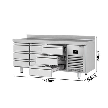 Stół chłodniczy PREMIUM PLUS - 1960x700 mm - 9 szuflad & panel tylny