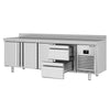 Stół chłodniczy PREMIUM PLUS - 2452x600mm - 510L - z 3 drzwiami - z 2 szufladami - z rantem