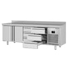Stół chłodniczy PREMIUM PLUS - 2452x700mm - 625L - z 2 drzwiami - z 6 szufladami - z tylnym rantem i wyświetlaczem temperatury