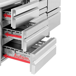 Stół chłodniczy Premium PLUS - 2452x600 mm - z 1 drzwiami & 9 szufladami 1/3 & z panelem tylnym