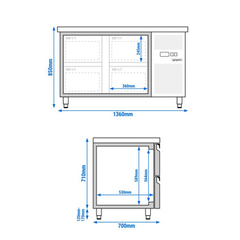 Stół chłodniczy ECO - 1360x700 mm - z 4 szufladami - Prime Gastro