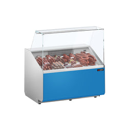 Witryna chłodnicza - 944x979mm - 200L - Dunkelgrau - front Hellblau - z 1 drzwiami - 1 półki - na rynek PL
