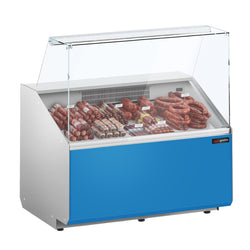 Witryna chłodnicza - 944x979mm - 200L - Dunkelgrau - front Hellblau - z 1 drzwiami - 1 półki - na rynek PL