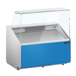 Witryna chłodnicza - 944x979mm - 200L - Dunkelgrau - front Hellblau - z 1 drzwiami - 1 półki - na rynek PL