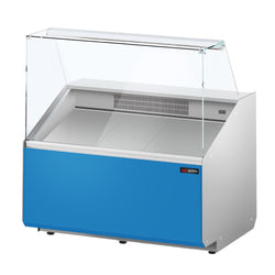 Witryna chłodnicza - 944x979mm - 200L - Dunkelgrau - front Hellblau - z 1 drzwiami - 1 półki - na rynek PL