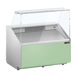 Witryna chłodnicza - 944x979mm - 200L - Ciemnoszary - front Jasnozielony - z 1 drzwiami - 1 półki - na rynek PL