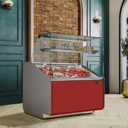 Witryna chłodnicza - 944x979mm - 200L - front Ciemnoczerwony - z 1 drzwiami - 1 półki