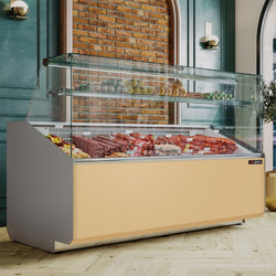 Witryna chłodnicza - 2506x979mm - 512L - front Beżowy - z 4 drzwiami