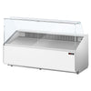 Lada chłodnicza – 2500 mm – z prostą szybą przednią – biały panel przedni