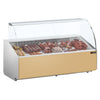 Refrigerated display counter – 2500 mm – with curved front glass – beige front panel, image 3 of 7
