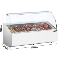 Witryna chłodnicza PREMIUM - 2506x979mm - 512L - front Biały - z 4 drzwiami - 1 półki - na rynek PL