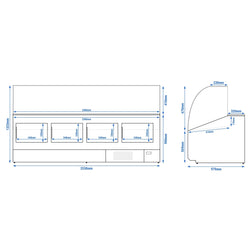 Witryna chłodnicza PREMIUM - 2506x979mm - 512L - front Biały - z 4 drzwiami - 1 półki - na rynek PL