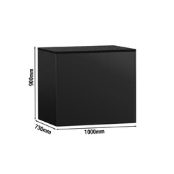 Stolik kasowy MADRID & 3 szuflady - 1000x730mm - Blat roboczy Czarny granit - Czarny mat