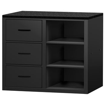 Lada kasowa MADRID - 1000 mm - Blat z czarnego marmuru - Czarny mat - Prime Gastro