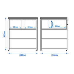 Stolik kasowy MADRID & 2 szuflady - 800x730mm - Blat roboczy Czarny marmur - Czarny mat