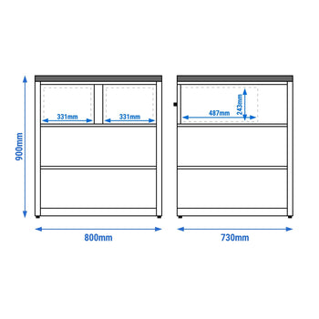 Lada kasowa MADRID - 800 mm - Blat z czarnego marmuru - Czarny mat - Prime Gastro