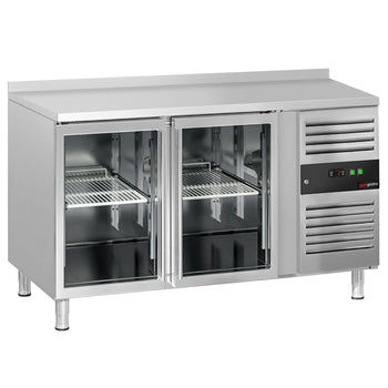 Stół chłodniczy do napojów ECO - 1360x700 mm - z 2 szklanymi drzwiami i panelem tylnym - Prime Gastro