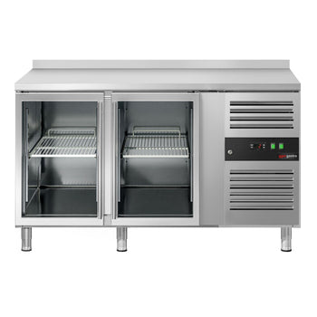 Stół chłodniczy do napojów ECO - 1360x700 mm - z 2 szklanymi drzwiami i panelem tylnym - Prime Gastro