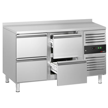 Stół chłodniczy ECO - 1360x700 mm - z 4 szufladami & panelem tylnym - Prime Gastro