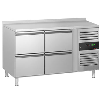 Stół chłodniczy ECO - 1360x700 mm - z 4 szufladami & panelem tylnym - Prime Gastro