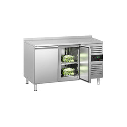 Stół chłodniczy ECO - 1360x700 mm - z 2 drzwiami & panelem tylnym