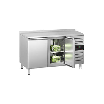 Stół chłodniczy ECO - 1360x700 mm - z 2 drzwiami & panelem tylnym - Prime Gastro