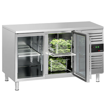 Stół chłodniczy ECO - 1360 x 700 mm - z 2 szklanymi drzwiami - Prime Gastro