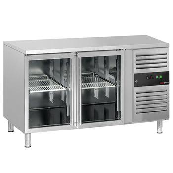 Stół chłodniczy ECO - 1360 x 700 mm - z 2 szklanymi drzwiami - Prime Gastro