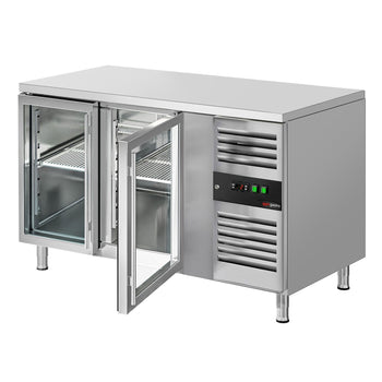 Stół chłodniczy ECO - 1360 x 700 mm - z 2 szklanymi drzwiami - Prime Gastro