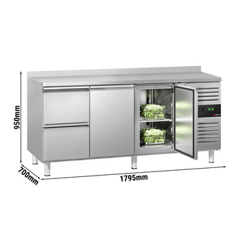 Stół chłodniczy ECO - 1795x700 mm - z 2 drzwiami & 2 szufladami & z panelem tylnym - Prime Gastro