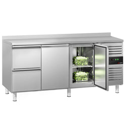Stół chłodniczy ECO - 1795x700 mm - z 2 drzwiami & 2 szufladami & z panelem tylnym