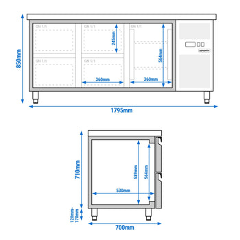 Stół chłodniczy ECO - 1795x700 mm - z 1 drzwiami & 4 szufladami - Prime Gastro