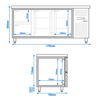 Stół chłodniczy ECO - 1795x700 mm - z 2 drzwiami & 2 szufladami - Prime Gastro