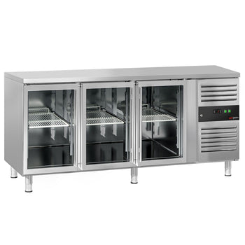 Stół chłodniczy do napojów ECO - 1800x700 mm - z 3 szklanymi drzwiami - Prime Gastro