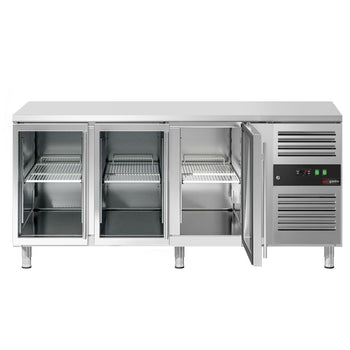 Stół chłodniczy do napojów ECO - 1800x700 mm - z 3 szklanymi drzwiami - Prime Gastro