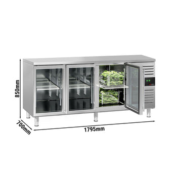 Stół chłodniczy do napojów ECO - 1800x700 mm - z 3 szklanymi drzwiami - Prime Gastro