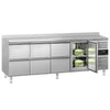 Stół chłodniczy ECO – 2230 x 700 mm – z 1 drzwiami – 6 szuflad – z obrzeżem