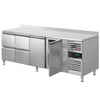 Stół chłodniczy ECO – 2230 x 700 mm – z 2 drzwiami – 4 szufladami – z obrzeżem