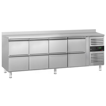Stół chłodniczy ECO - 2230x700 mm - z 8 szufladami & z panelem tylnym - Prime Gastro