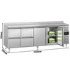 Stół chłodniczy ECO – 2230 x 700 mm – z 2 drzwiami – 4 szufladami – z obrzeżem