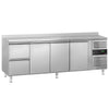 Stół chłodniczy ECO – 2230 x 700 mm – z 3 drzwiami – 2 szufladami – z obrzeżem