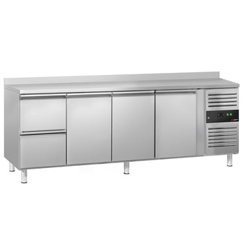 Stół chłodniczy ECO - 2230x700 mm - z 3 drzwiami & 2 szufladami & z panelem tylnym - Prime Gastro